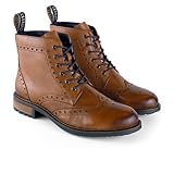 Catesby Ensign Premium Mens Leather Country, Comfort Padded Durable Lace Up Boots For Men, Tan, UK 11