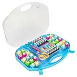 EXERZ Paper Punch Set 40pcs - Includes Punches, Craft Scissors, and Colour Pens - Ideal for Confetti Making, Paper Shaping, Scrapbooking, Card Making, and Children's Crafting Projects - Blue