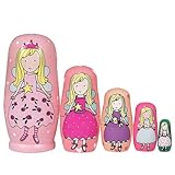 Wooden Nesting Dolls Russian - Angel Russian Matryoshka Nested Dolls, 5Pcs/Set Handmade Stacking Educational Learning Kids Toys