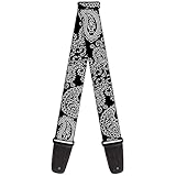 Buckle-Down Guitar Strap, Paisley Black White, 2 Inches Wide