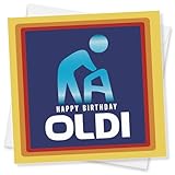 Punkcards Funny Birthday Card for Old Men, OLDI Parody Design, Hilarious Birthday Card for Dad, Grandad or Husband, Rude Joke Card for Him, Blank Inside
