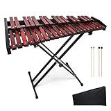37Note Glockenspiel Xylophone for Adults, Professional Wooden Glockenspiel with Mallet and Adjustable Stand Xylophone Bell Kit for Adults