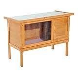 pawhut Wood Rabbit Hutch Bunny Cage Shelter Outdoor Garden Guinea Pig Sliding Tray Elevated House