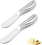 PEPAXON Small Butter Knife Spreader Cheese Knife Stainless Steel Easy Spread with Ergonomic Handle 14x2cm (Silver- pack of 2)