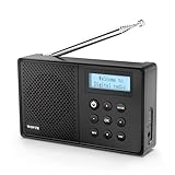 WOVTE DAB+ Digital Radio - Portable, Rechargeable & Mains Powered with Bluetooth, 40 Presets, LED Display, Alarm Clock, Sleep Timer & Headphone Socket