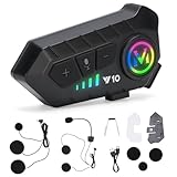 HISUEKIG 5.3 Motorbike Helmet Bluetooth Headset, Intercom Motorcycle Helmet Speakers, Motorbike Accessories with Soft/Hard Mic and Dual Noise Cancelation, Compatible with Full Face, Half