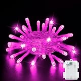 Dalugo Pink Battery Fairy Lights, 3M 30 LED Pink Christmas Lights with 6h Timer, IP65 Waterproof Battery Powered Fairy Lights for Indoor Outdoor Valentines Day Decorations