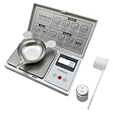 TOPWEIGH Reloading Scale with Metal Powder Pan, Grain Scale - Silver, 1500 Grains x 0.1gn, Powder Scale, Digital Powder Scale for Reloading, 100g x 0.01g, Powder Scoop, 50g Cal Weight & Batteries