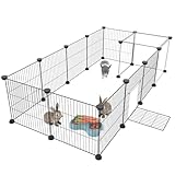 HOMIDEC Rabbit Run,Puppy Pen with Door,Encrypted Wire Mesh Cages14 Panels Indoor/Outdoor DIY Metal Pet Fence for Puppy,Rabbit,Kitten,Hamster,Guinea Pig,Turtle,Hedgehog.Black(140x70x35CM)