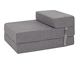 SAPPHIRE Single Z Bed Sofa Chair for Living Room Comfy Portable and Light Weight Fold Out with Waterproof Removable Cover Z Bed Futon Mattress | Single Mattress ZBed | Floor Bed For Adults (Grey)