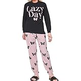 A2Z Ladies Cute 2 Piece Pyjama Set Loungewear - PJS 209 Lazy Black Adult M