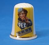 Birchcroft Porcelain China Collectible Thimble - Pez Sweets Poster - Dome Box