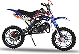 tekrabea Kids Dirt Bike, 49cc 2-Stroke Petrol Power Motocross Bike, Pocket Rocket Bikes with Dual Disc Brakes, Petrol Bikes for Kids Ages 6-12, Racing Max Speed 40km/H (Blue)
