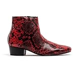 Club Cubano ROMARIO Mens Leather Cuban Heel Boots Python Red