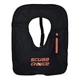 Scuba Choice Adult Snorkel Vest with Name Box, Inflatable Snorkeling Vest for Adults Over 200lbs, Easy Oral Inflator, Removable Strap (27" x 19") X-Large, Black Snorkeling Vests