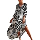 Baynetin Women's Long Tiedye Kaftan Dress, Print Kimono Maxi Beach Boho Party Dress Plus Size Bathing Suit Cover Ups Batwing Sleeve Print Loungewear (Strip)