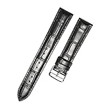 MUENShop Extra Long XXL Strap Genuine Leather Quick Release 18mm-22mm with Deployment Buckle Butterfly Buckle (XXL-22mm, Pin buckle black)