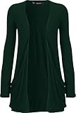 WearAll - Ladies Long Sleeve Pocket Cardigan Womens Top - Bottle Green 12-14