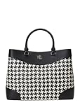 Lauren Ralph Lauren Marcy Large Handbag, Shoulder Bag, Houndstooth, Black/White, black, vintage