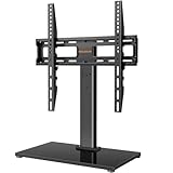 Universal Swivel TV Stand - Table Top TV Stand for 26-60 inch LCD LED TVs - Height Adjustable TV Base Stand with Tempered Glass Base & Wire Management, Holds 40 KG & Max.VESA 400x400mm