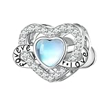 Forever Love Moonstone Infinite Heart Charm Bead Genuine 925 Sterling Silver Compatible With Pandora Bracelet