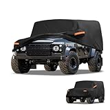 Partuto All-Weather Waterproof Car Cover - UV-Resistant Outdoor Full Exterior Protection for Land Rover Defender 110 2020-2025 Black with Right Side Zipper