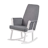 KUB Haldon Compact Nursing Rocking Chair | Award-Winning Space-Saving Design | Perfect for Small Nurseries | Soft Linen-Effect Fabric | Storage Pockets | Safety Certified (White and Grey)