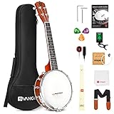 Vangoa Banjolele Concert Banjo Ukulele 4 String 23 Inch Travel Banjo Portable Kit for Beginners with Extra Strings Strap Pick-up Picks Tuner and Carry Case