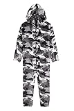 CityComfort Onesies for Boys, Fluffy Fleece Pyjamas for Kids and Teenage Boys Girls, Gaming Onesie, Camo Onesie, Warm Winter Kids PJs 7-14 Years (13-14 Years, Grey Arctic)