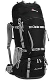 MOUNTAINTOP 70L Hiking Backpack water-resistant Internal Frame Backpacks Large Trekking Mountaineering Rucksack with Rain Cover for Men Women Cover Outdoor