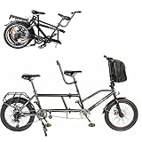 ECOSMO 20" New Folding City Tandem Bicycle Bike,7 Speeds, Dual Disc Brakes, Free Front Bag & Rear rack- 20TF01BL