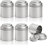 Lawei 6 Pack Tea Tins Canister with Airtight Double Lids, 8 OZ Round Tin Can Box, Small Kitchen Canisters Containers for Storage Tea, Coffee, Sugar, Loose Leaf, Candy, Herbs and Spices, Silver