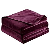 PRIME LINENS Fleece Throw Blanket Bed Throw Luxury Super Soft Warm 450 GSM Fluffy Cozy Bed Blanket Sofas Chair Couch Bedrooms Sizes Small & Large (Aubergine, King (200x240))