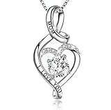 EURYNOME 925 Sterling Silver Infinity Heart Pendant Necklace Gift for Mother and Women, White,EPN-136-2