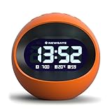 NEWGATE® Centre of the Earth alarm clock | Round retro digital lcd clock | Orange | Ideal for bedside, desk or shelf | Retro bedroom & office accessory