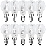 EASYIVY 10-Pack G45 E14 Golf Ball Bulb 42W Dimmable, SES Small Edison Screw Clear Round Bulb Warm White 2700K, E14 Classic Mini Globe Light Bulbs for Chandeliers, Ceiling Fans