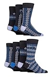 Jeff Banks Recycled Cotton Socks - Patterned Colourful with a Gift Tag 7 Pair Multipack Perfect for Gift Giving Zig Zag Navy 7-11