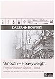 Daler-Rowney Smooth 220gsm A4 Heavyweight Drawing Paper Pad, Glued 1 Side, Acid-free, 25 Natural White Sheets, Ideal for Professional Artists & Students