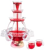 3-Tier Electric Fountain Drink Machine, Cocktail Red Wine Drinking Fountain Beverage Beer Party Fountain With LED Lighted Base Includes 5 Reusable Cups