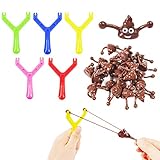 Funny Poo Slingshot Toy Set - 5 Slingshots & 15 Poo Bullets, Mochi Squishy Prank Toy, Party Bag Fillers for Kids & Adults, Xmas Stocking Filler