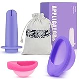 AOGOE Menstrual Disc Set of 2 (S & L) with Storage Bag, Menstrual Disc Applicator, Reusable Moon Disc, Medical Grade Silicone Period Disc, Better Alternative to Sanitary Pad & Tampon, Leak Proof