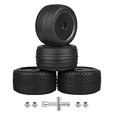 AllinRC 1/18 Off-Road Wheels and Tires 8mm Hex Preglued High Traction for Losi Mini-T 2.0 Brushless Stadium Truck (Black Wheels)
