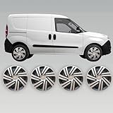 15 inch Wheel Trims Set of 4 – Fits Peugeot Partner Mk2 (2009–2018), Citroen Berlingo Mk2 (2008–2017) – Hubcaps – Silver/Black Covers for 15" Standard Steel Wheels (crsb)