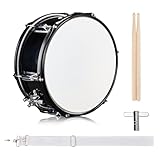 LALAHO 12 x 5.5 inches Snare Drum, Marching Snare Drum Kit for Students, Beginners & Band, Comes with a Pair of Drumsticks, Key and Adjustable Strap (Black)