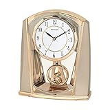 RHYTHM Contemporary Modern Mantel Clock Gold Champagne Colour Swinging Pendulum Easy to Read Dial 4RP772WR13