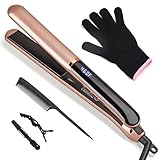 Flat Iron Hair Straightener with Floating Plates Get Shinier & Smoother Hair, 14 Adjustable Temp, Dual Voltage Digital Display 100°C–230°C, for All Hair Types