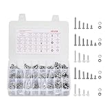 VEVOR 1110 Pcs Bolts and Nuts Assortment Kit, Imperial Machine Screws and Flat Washers, Stainless Steel 10-24,8-32,2-56,6-32,4-40, for Furniture/Equipment/Vehicle Assembly, Silver