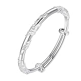Sterling Silver Bangle Bracelets for Women,Fashion Jewelry Simple Adjustable 925 Silver Cuff Bangles for Women Mom Wife Valentine Mothers Day Gift, 2.4 x 2.4 x 0.3 inches, Sterling Silver, no gemstone