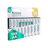 Uniross Power Plus AA Alkaline Batteries (10 Pack) - Long Lasting, 7 Year Shelf Life, Reliable Power