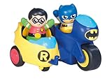 Toomies DC Comics Batman E73260 2 in 1 Batcycle Motorcycle and Sidecar Combination – Attach Side End – Flywheel Drive Push Along – from 12 Months, Black